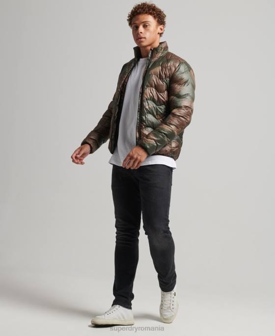 Superdry jachetă pufă lejeră scurtă matlasată îmbrăcăminte verde bărbați JX0Z4574