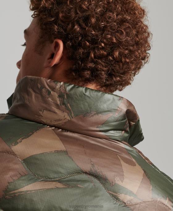 Superdry jachetă pufă lejeră scurtă matlasată îmbrăcăminte verde bărbați JX0Z4574