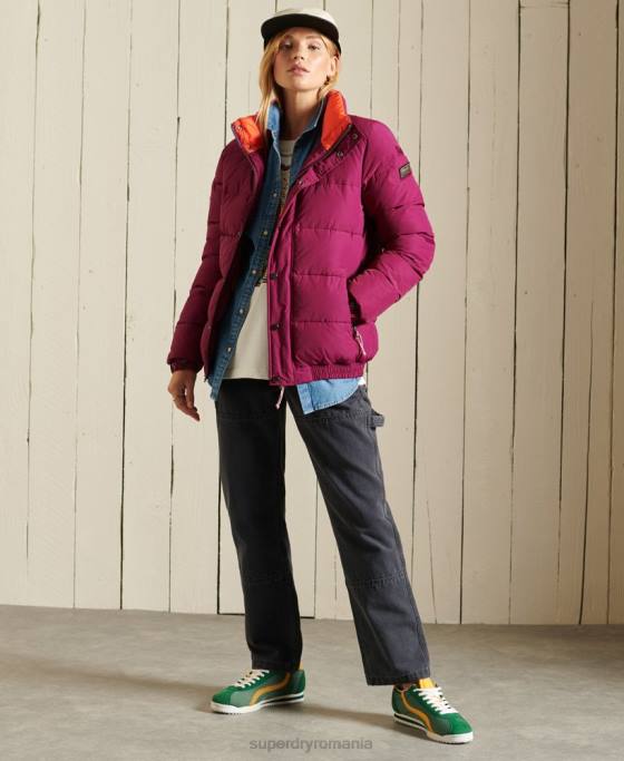 Superdry jachetă pufă retro source îmbrăcăminte Violet femei JX0Z5587