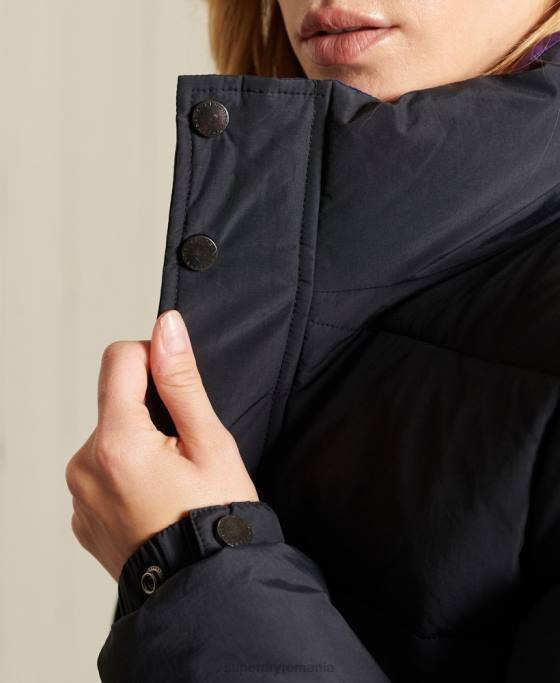 Superdry jachetă pufă retro source îmbrăcăminte gri inchis femei JX0Z5625