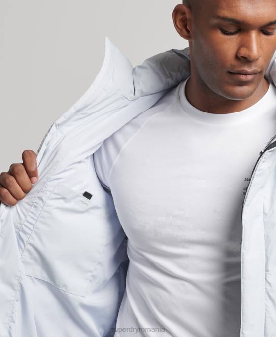 Superdry jachetă pufă scurtă îmbrăcăminte albastru deschis bărbați JX0Z4551