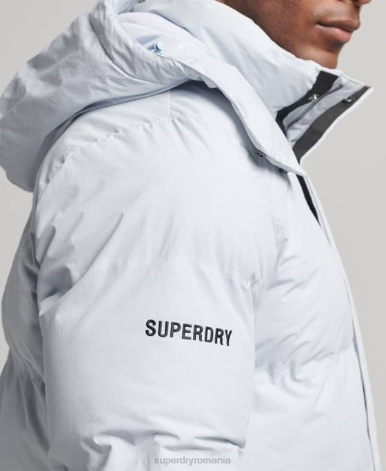 Superdry jachetă pufă scurtă îmbrăcăminte albastru deschis bărbați JX0Z4551