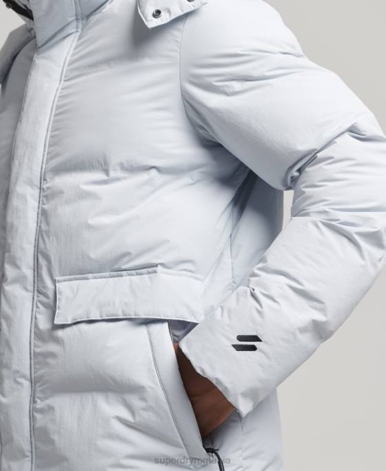 Superdry jachetă pufă scurtă îmbrăcăminte albastru deschis bărbați JX0Z4551