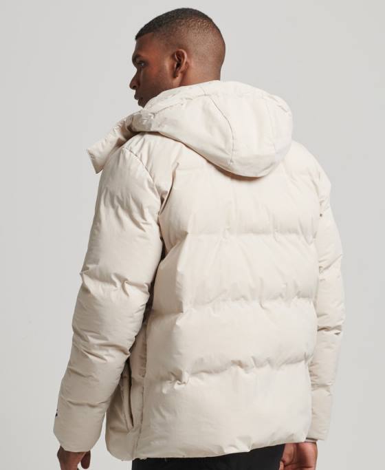 Superdry jachetă pufă scurtă îmbrăcăminte bej bărbați JX0Z4456