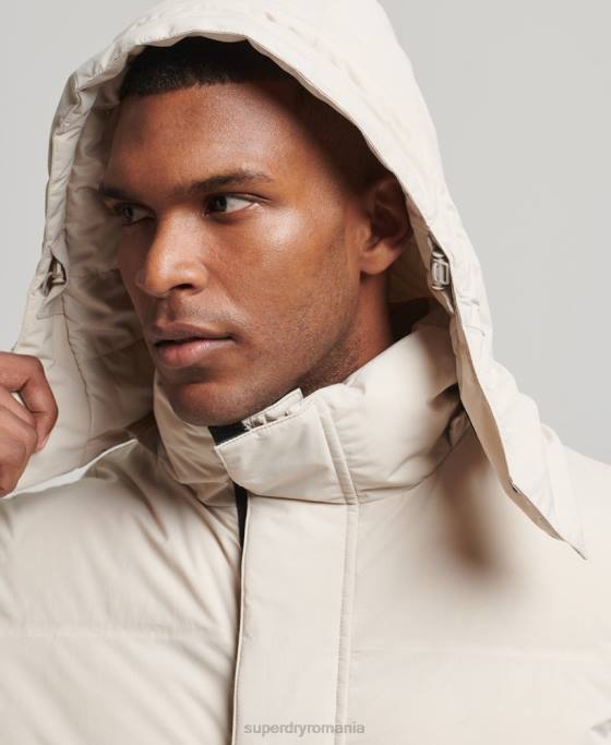 Superdry jachetă pufă scurtă îmbrăcăminte bej bărbați JX0Z4456