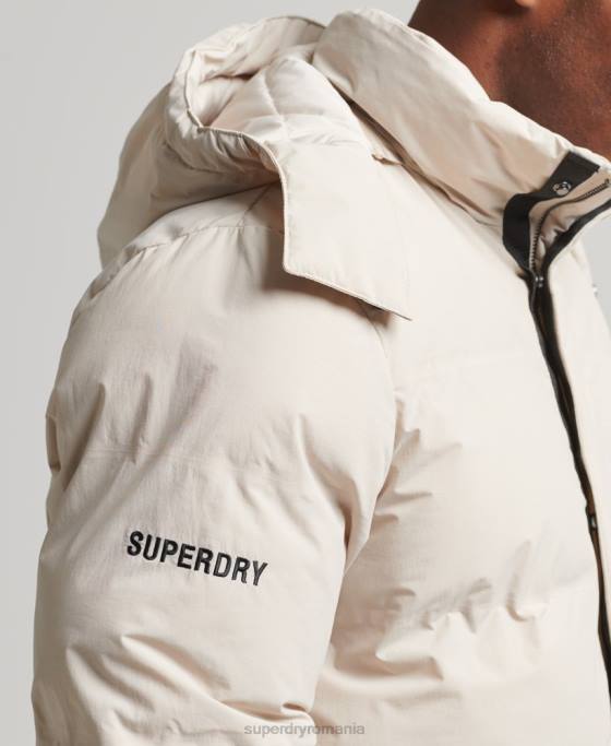 Superdry jachetă pufă scurtă îmbrăcăminte bej bărbați JX0Z4456