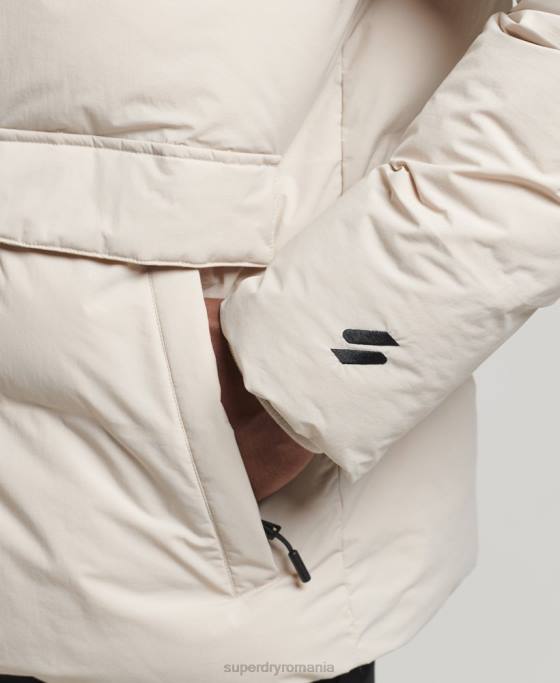 Superdry jachetă pufă scurtă îmbrăcăminte bej bărbați JX0Z4456