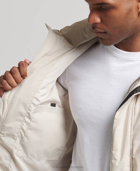 Superdry jachetă pufă scurtă îmbrăcăminte bej bărbați JX0Z4456