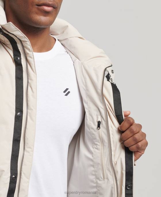 Superdry jachetă pufă scurtă îmbrăcăminte bej bărbați JX0Z4456