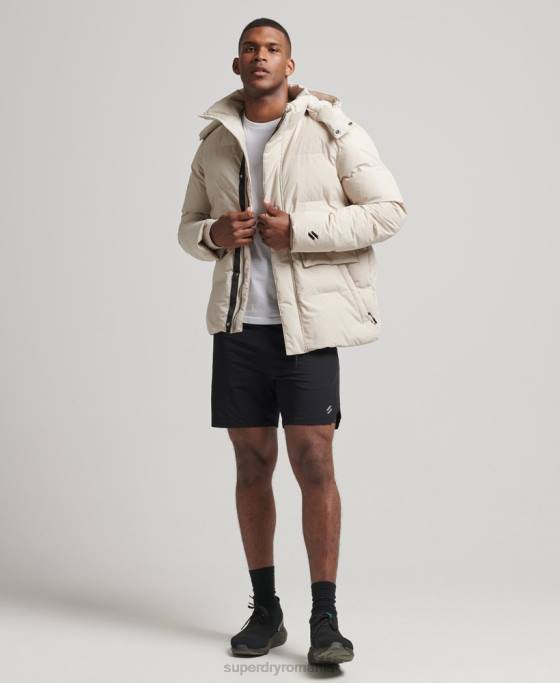 Superdry jachetă pufă scurtă îmbrăcăminte bej bărbați JX0Z4456