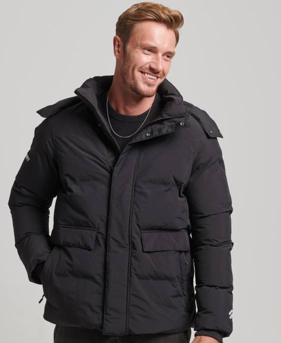 Superdry jachetă pufă scurtă îmbrăcăminte negru bărbați JX0Z4501