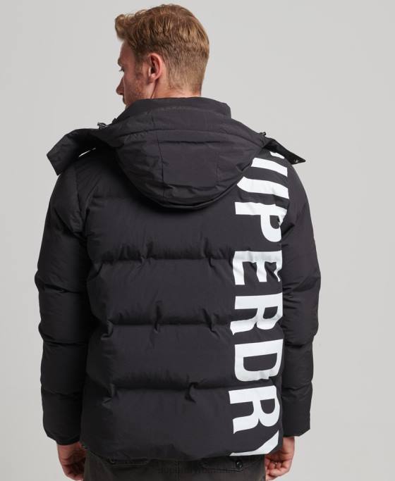 Superdry jachetă pufă scurtă îmbrăcăminte negru bărbați JX0Z4501