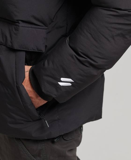 Superdry jachetă pufă scurtă îmbrăcăminte negru bărbați JX0Z4501