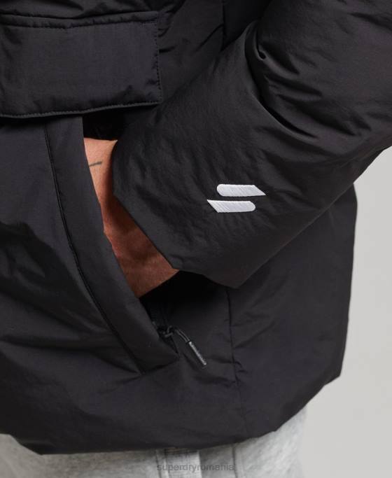 Superdry jachetă pufă scurtă îmbrăcăminte negru bărbați JX0Z4535
