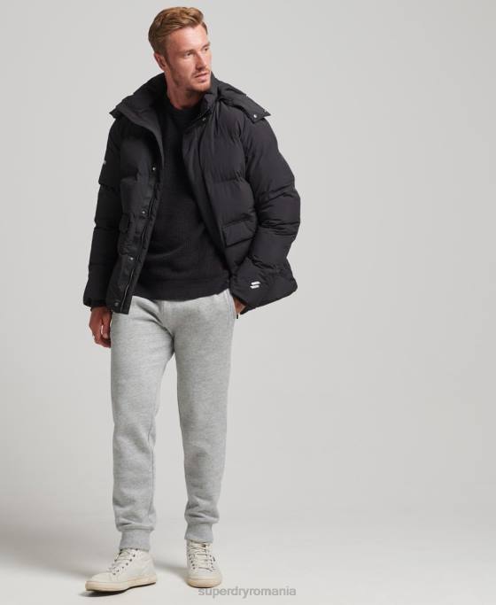 Superdry jachetă pufă scurtă îmbrăcăminte negru bărbați JX0Z4535