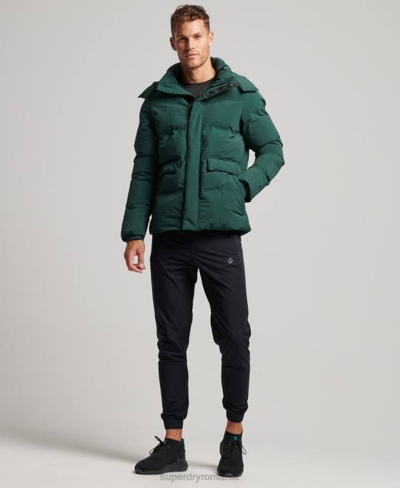 Superdry jachetă pufă scurtă îmbrăcăminte verde bărbați JX0Z5381