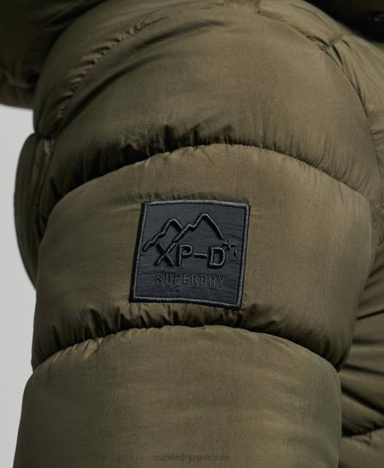 Superdry jachetă pufă sport xpd cu glugă îmbrăcăminte kaki bărbați JX0Z1048
