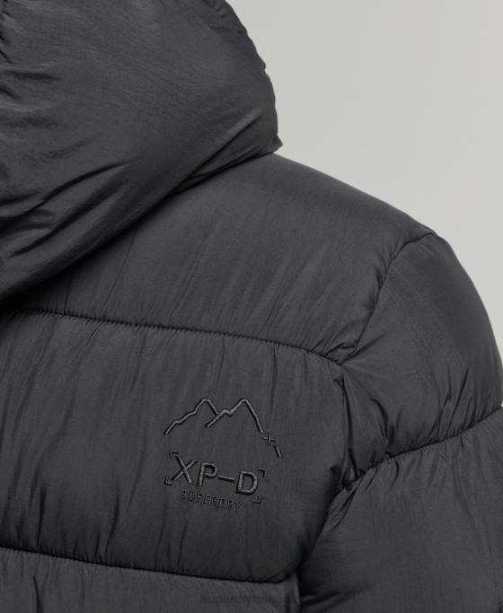 Superdry jachetă pufă sport xpd cu glugă îmbrăcăminte negru bărbați JX0Z978