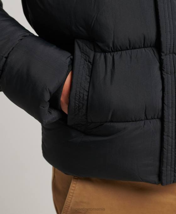 Superdry jachetă pufă sport xpd cu glugă îmbrăcăminte negru bărbați JX0Z978