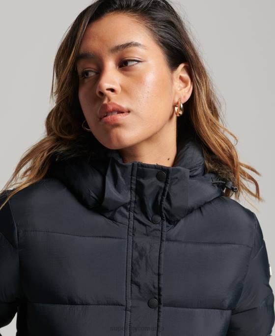 Superdry jachetă scurtă cu glugă cu strat mijlociu îmbrăcăminte gri inchis femei JX0Z3633