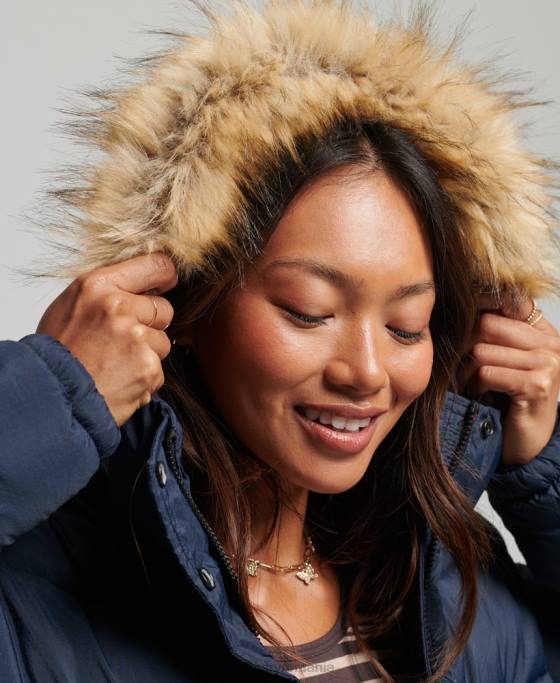 Superdry jachetă scurtă cu glugă cu strat mijlociu îmbrăcăminte marina femei JX0Z3585