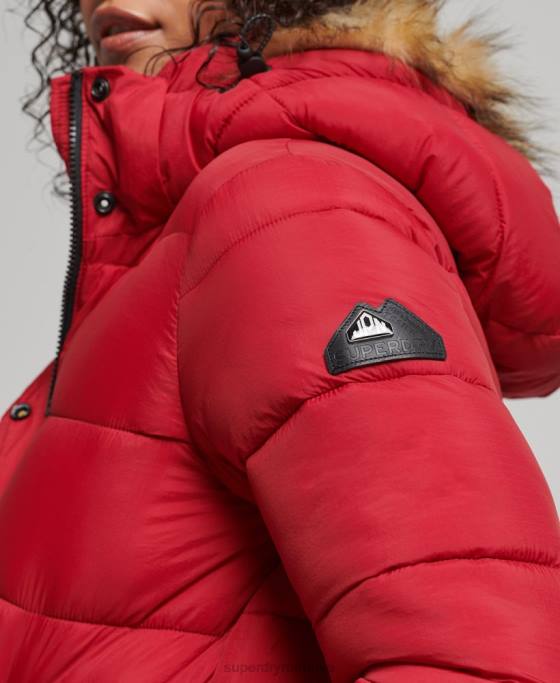 Superdry jachetă scurtă cu glugă cu strat mijlociu îmbrăcăminte roșu femei JX0Z3632