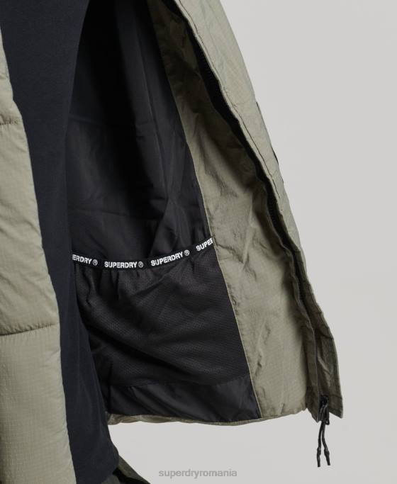 Superdry jachetă scurtă căptușită cu linia de margine îmbrăcăminte kaki bărbați JX0Z974