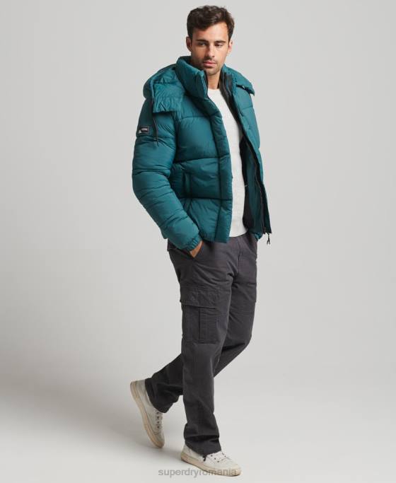 Superdry jachetă scurtă căptușită cu linia de margine îmbrăcăminte verde bărbați JX0Z973