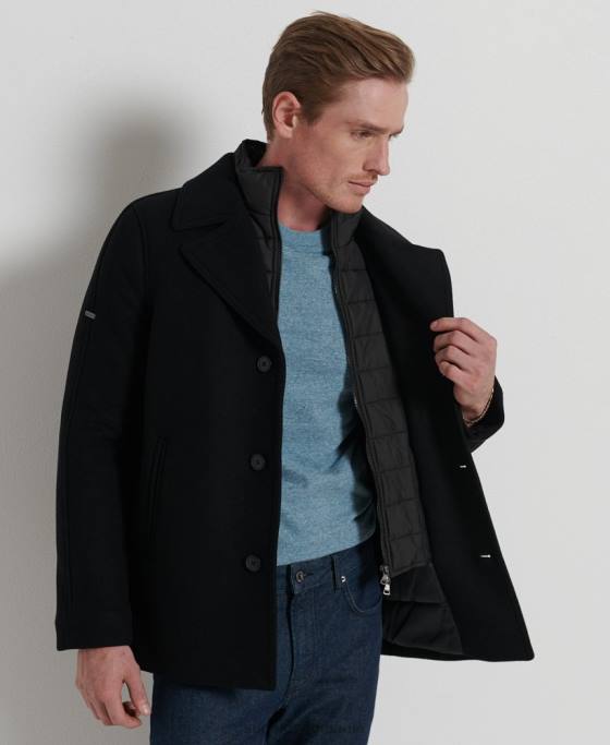 Superdry jachetă scurtă căptușită studios îmbrăcăminte negru bărbați JX0Z1145