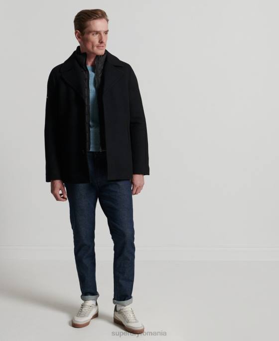 Superdry jachetă scurtă căptușită studios îmbrăcăminte negru bărbați JX0Z1145