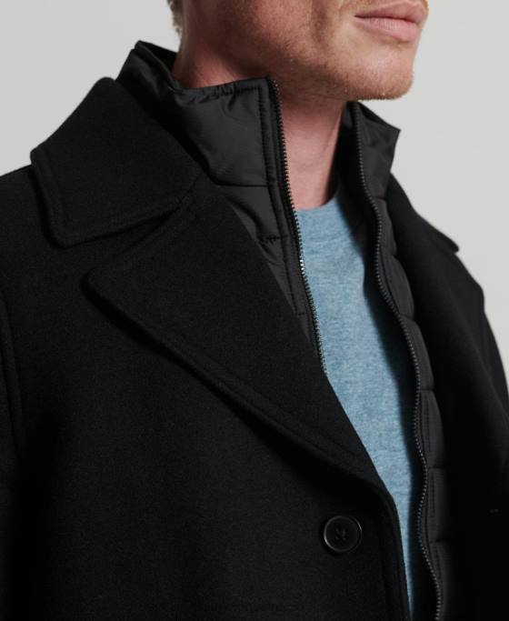 Superdry jachetă scurtă căptușită studios îmbrăcăminte negru bărbați JX0Z1145