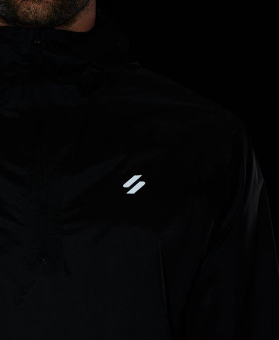 Superdry jachetă shell ușoară impermeabilă îmbrăcăminte negru bărbați JX0Z5363