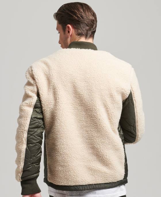 Superdry jachetă sherpa cu fermoar îmbrăcăminte cremă bărbați JX0Z4453