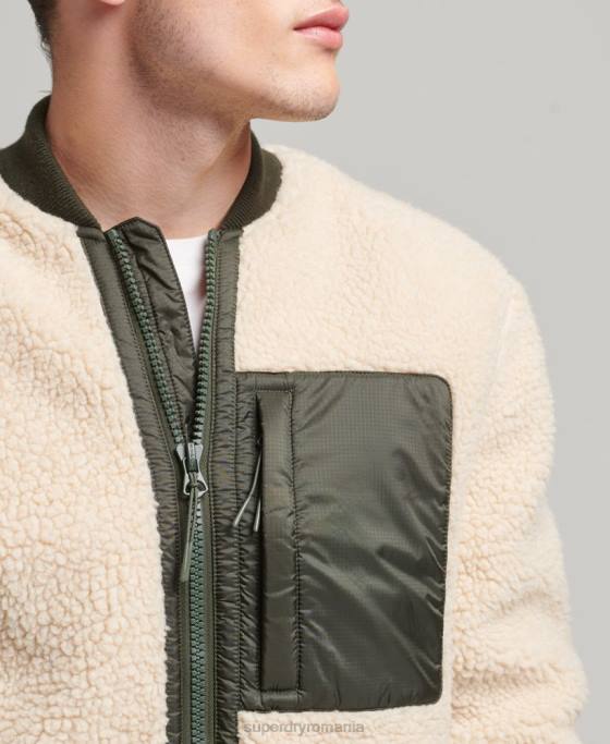Superdry jachetă sherpa cu fermoar îmbrăcăminte cremă bărbați JX0Z4453
