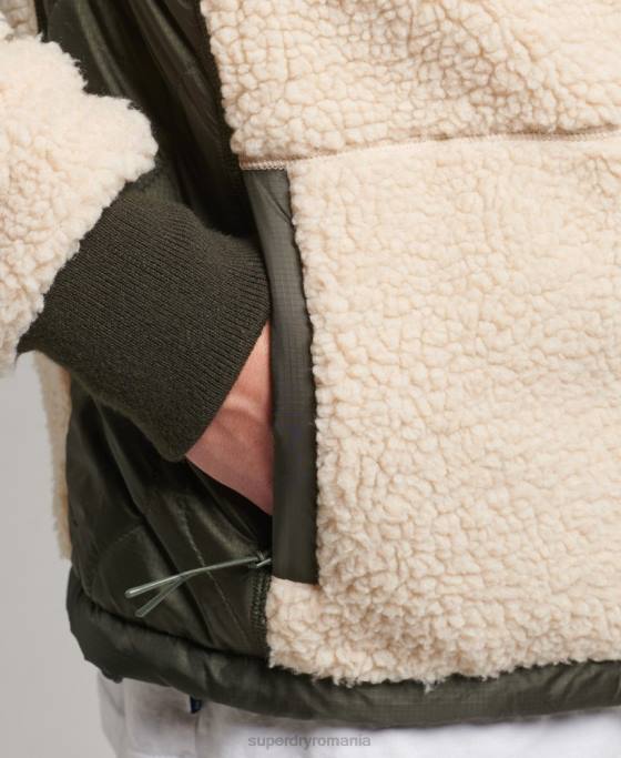 Superdry jachetă sherpa cu fermoar îmbrăcăminte cremă bărbați JX0Z4453