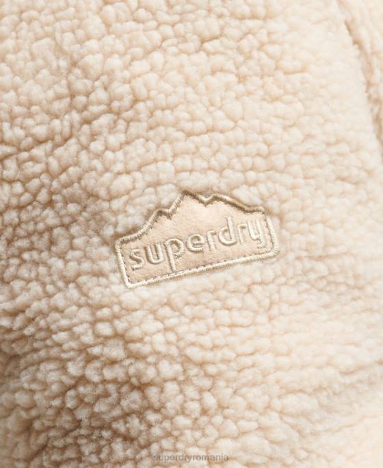 Superdry jachetă sherpa cu fermoar îmbrăcăminte cremă bărbați JX0Z4453