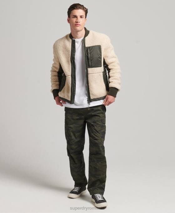 Superdry jachetă sherpa cu fermoar îmbrăcăminte cremă bărbați JX0Z4453