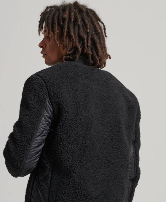 Superdry jachetă sherpa cu fermoar îmbrăcăminte gri inchis bărbați JX0Z4692