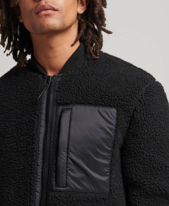Superdry jachetă sherpa cu fermoar îmbrăcăminte gri inchis bărbați JX0Z4692