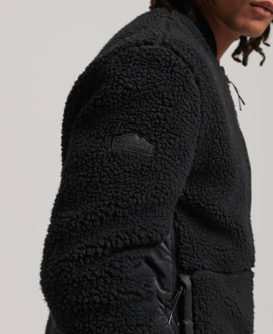 Superdry jachetă sherpa cu fermoar îmbrăcăminte gri inchis bărbați JX0Z4692