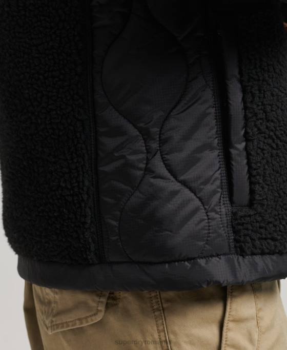 Superdry jachetă sherpa cu fermoar îmbrăcăminte gri inchis bărbați JX0Z4692