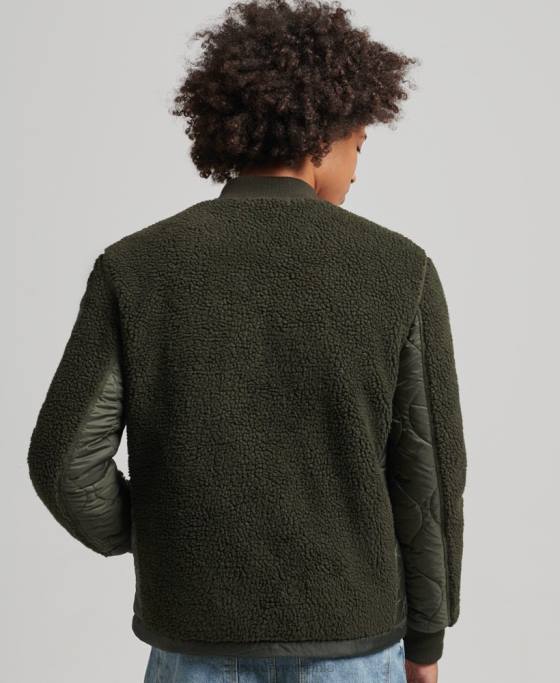 Superdry jachetă sherpa cu fermoar îmbrăcăminte verde bărbați JX0Z4458