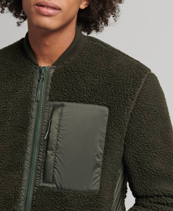Superdry jachetă sherpa cu fermoar îmbrăcăminte verde bărbați JX0Z4458