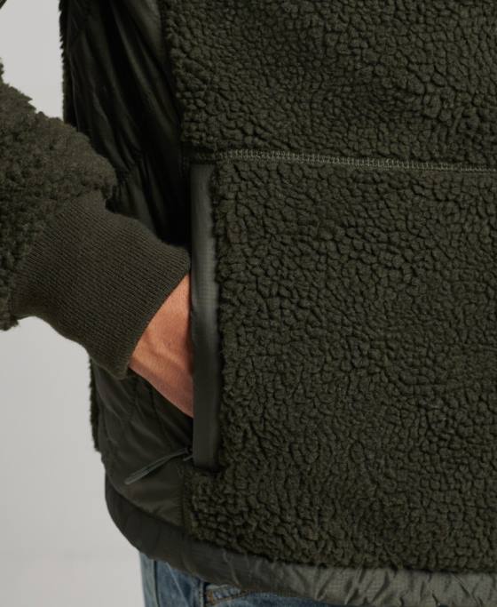 Superdry jachetă sherpa cu fermoar îmbrăcăminte verde bărbați JX0Z4458