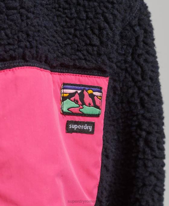 Superdry jachetă sherpa cu glugă îmbrăcăminte marina femei JX0Z5722