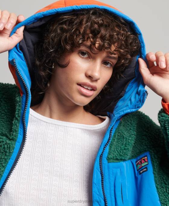 Superdry jachetă sherpa cu glugă îmbrăcăminte verde femei JX0Z5658