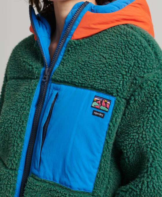 Superdry jachetă sherpa cu glugă îmbrăcăminte verde femei JX0Z5658