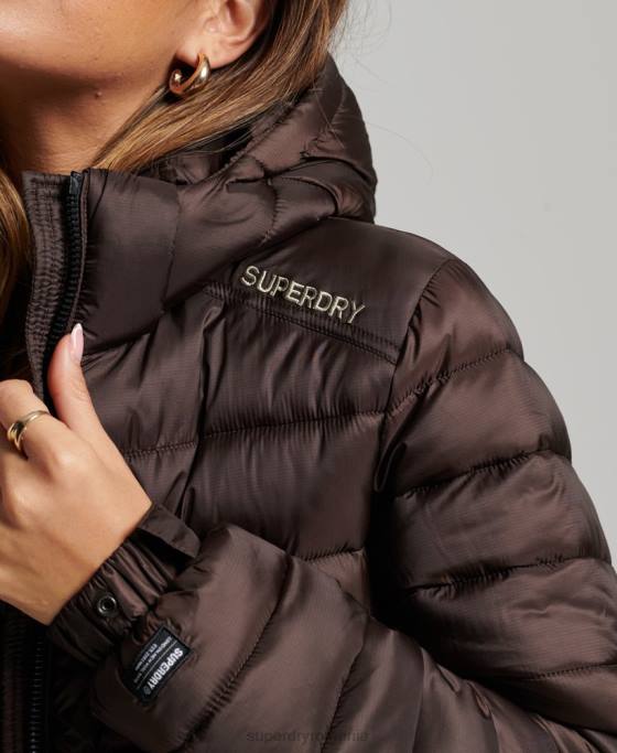 Superdry jachetă sport căptușită decupată ușoară îmbrăcăminte maro femei JX0Z3708