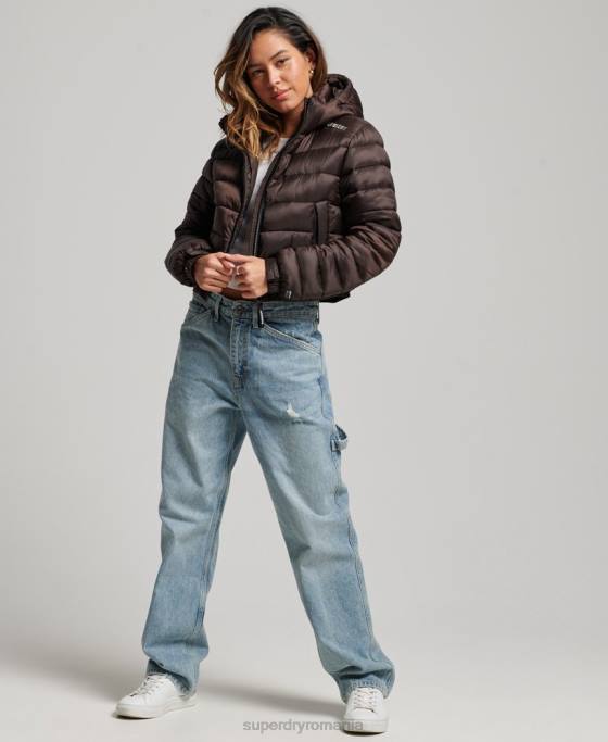Superdry jachetă sport căptușită decupată ușoară îmbrăcăminte maro femei JX0Z3708