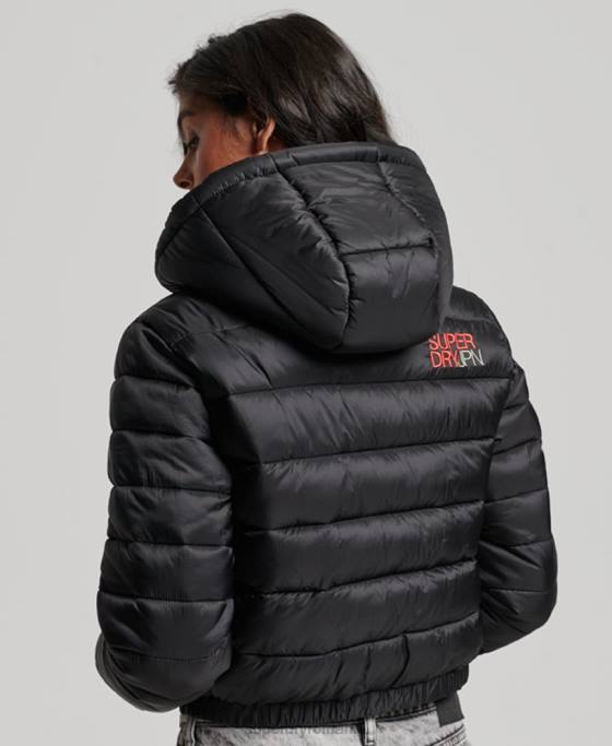 Superdry jachetă sport căptușită decupată ușoară îmbrăcăminte negru femei JX0Z3787
